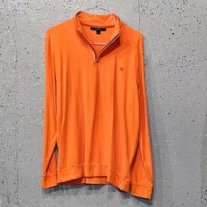 Express Mens Orange Soft 100% Cotton Long Sleeve 1/4 Zip Pullover Sweatshirt L
